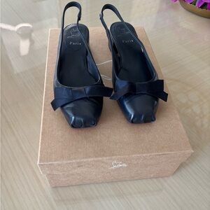 Christian Louboutin Navy Mamaflirt Slingback with Bow